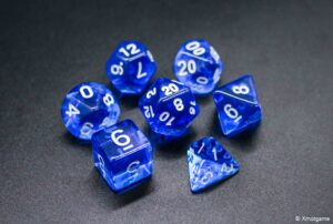 Blue transparent color RPG role-playing game dice set-2057x1383