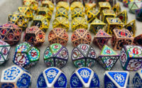 Enameled metal dice for role-playing games, RPGs, d&d and tabletop games