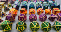 Enameled metal dice for role-playing games, RPGs, d&d and tabletop games