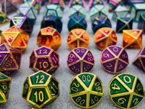 Enameled metal dice for role-playing games, RPGs, d&d and tabletop games