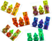 Glow in the dark polyhedral 7pcs dice set