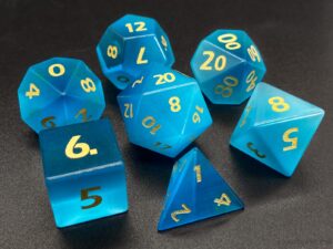 Blue cat's eye gemstone dice