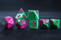 Pink, green and white three colors acrylic dice - Custom dnd dice-1