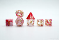 Pure Clear Red and White Swirl Dice Set - Customizable Dice (1)