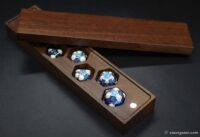 Rectangular wooden box with dice