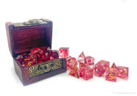 Red swirling translucent sharp-edged dice