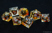 Orange swirl translucent sharp-edged dice