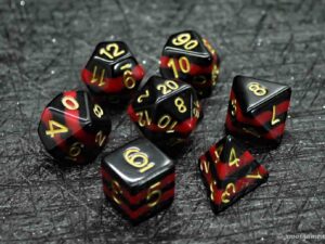 Color layered dice (red and black)