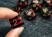 Color layered dice (red and black)