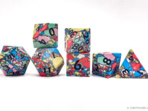 Mosaic turquoise dice set