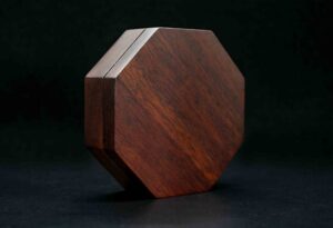 Octagonal wooden box with dice 1