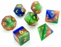 Tricolor cat's eye stone DND dice set