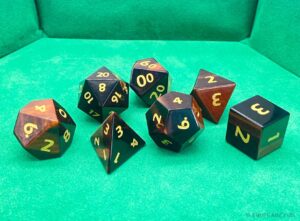 Tiger Eye Stone Dice Set