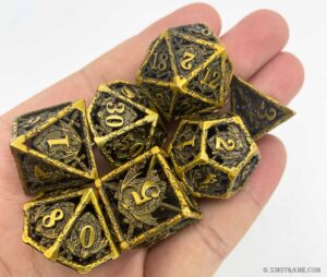 Hollow metal dragon dice set