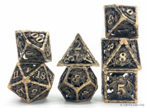 Hollow Metal Dice Set With Dragons