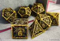 Hollow metal dice set with dragons