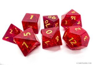 Red Cracked Glass Dice Set 