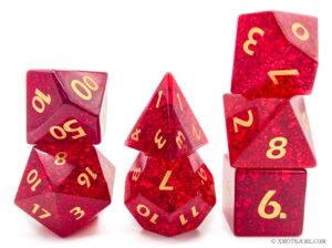 Red Cracked Glass Dice Set