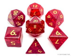 Red Cracked Glass Dice Set