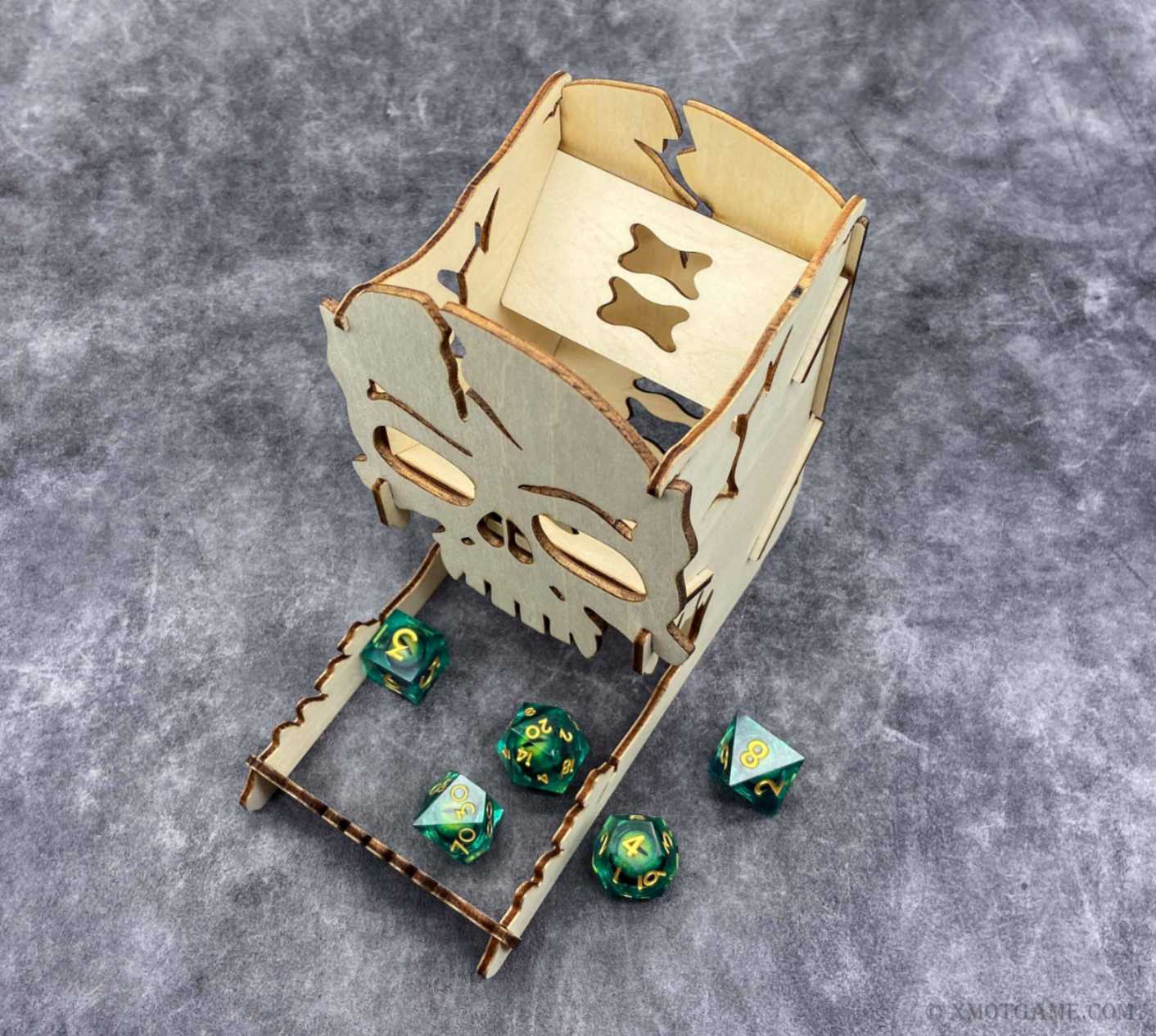 Skull Dice Tower Wooden dice set custom, metal dice resin dice DND