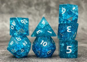 Blue Cracked Glass Dice Set