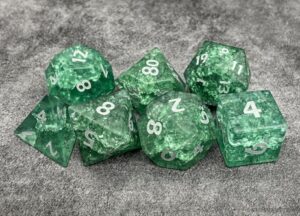 Green Cracked Glass Frosted Finish Dice Set