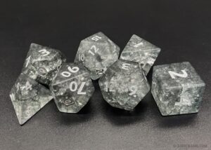 Grey Cracked Glass Frosted Finish Dice Set