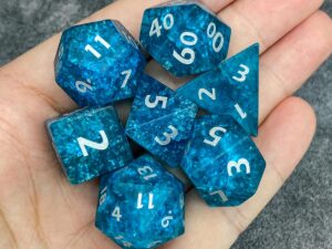 Blue Cracked Glass Dice Set