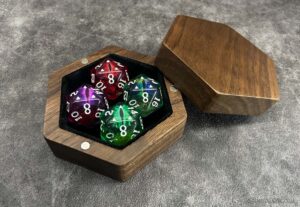 Wooden hexagonal dice box