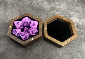 Wooden hexagonal dice box