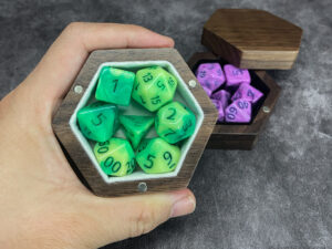 Wooden hexagonal dice box