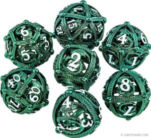 Hollow Dice Set - Metal Ball with Dragon