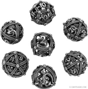 Hollow Dice Set - Metal Ball with Dragon