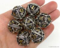 Hollow Dice Set - Metal Ball with Dragon