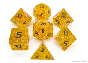 Yellow Cracked Glass Dice Set