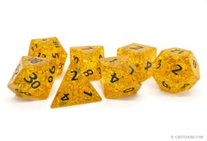 Yellow Cracked Glass Dice Set