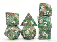 Green imperial jasper dice set