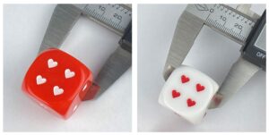 Heart dice red and white