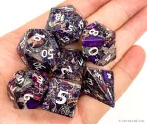 Purple imperial jasper dice set