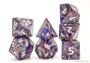 Purple imperial jasper dice set