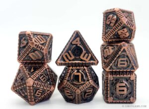 Steampunk metal dice set