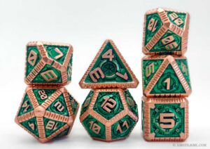 Steampunk metal dice set